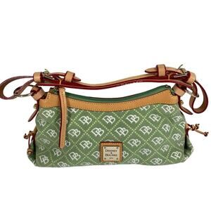 Mini East West Slouch Bag DOONEY & BOURKE Canvas Leather Trim Signature Lt Green